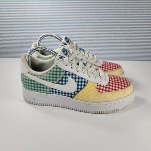 Nike RARE Air Force 1 Low QS Gingham Pack Print Platform Sneakers Size 6…